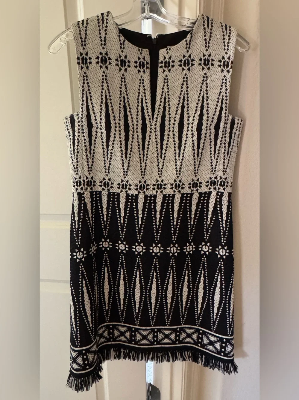 Tory Burch Black and White Sleeveless Knit Mini Dress